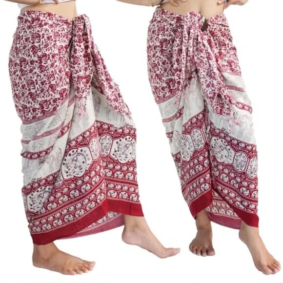 NEW Pink Thai Elephant Print Sarong Beach Wrap 62"x 47" - Picture 2 of 7